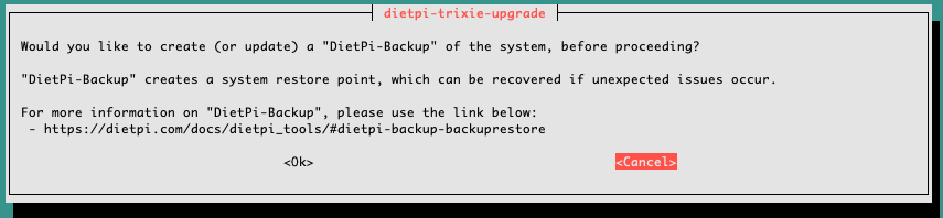 Trixie upgrade backup